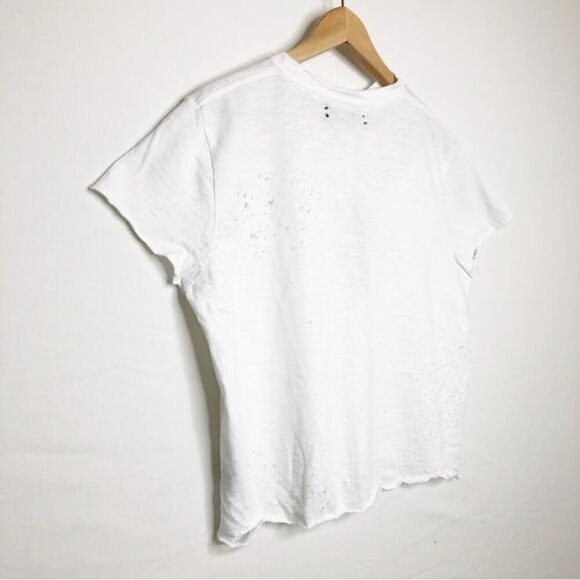 Amiri slash tee  cropped white distressed tee shirt - Picture 5 of 13
